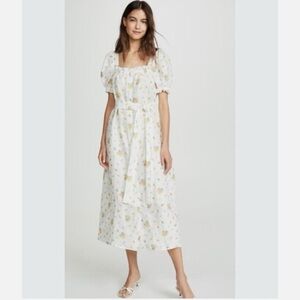 Sleeper Brigitte Linen Maxi Dress In Mimosa Size Medium NEW